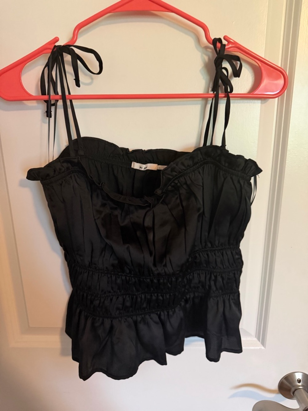 Nili Lotan Black Tie-Shoulder Ruffle Bustier Camisole